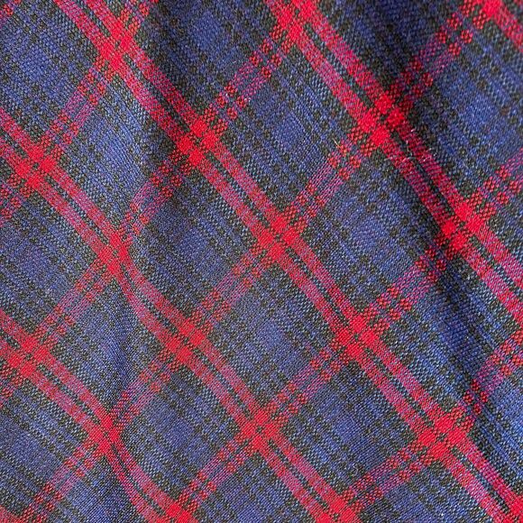 VTG 70s Cape Cod Match-Mates Red Blue Plaid Bias-Cut Midi Skirt Sz 8 Preppy - Picture 2 of 5